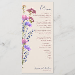 Tarjeta de menú floral rústica de acrílico beige