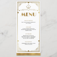 Tarjeta de menú Gatsby Roaring 20s Art Deco