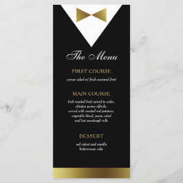 Tarjeta de menú Gold & Black Tuxedo, moderna, form