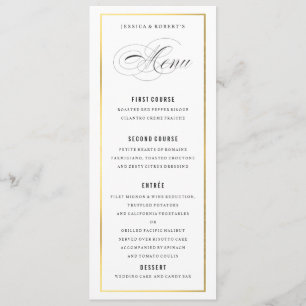 Tarjeta de menú Gold Border Elegant Wedding