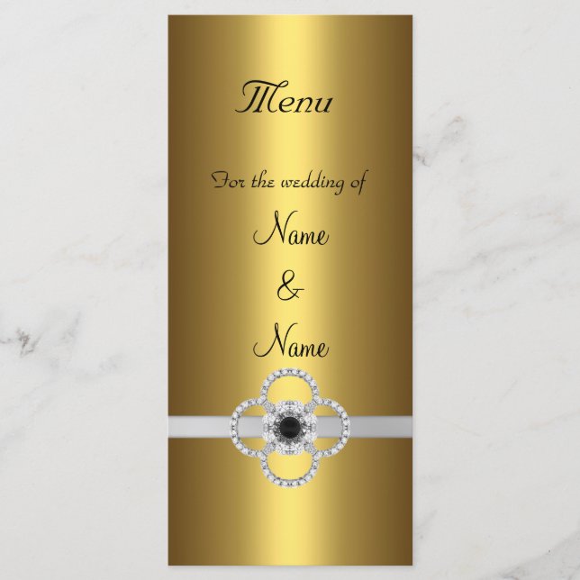 Tarjeta de menú Gold Silver Black Jewel Rack Card (Anverso)