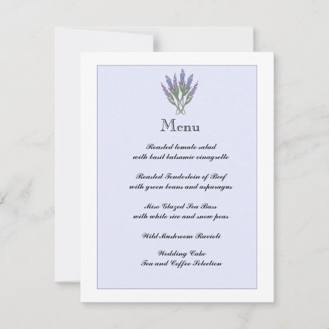 Tarjeta de menú/información de Lavender (Anverso)