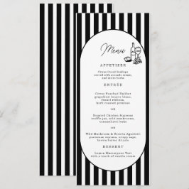 Tarjeta de menú larga de boda con rayas blancas y 