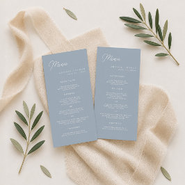 Tarjeta de menú largo de boda con letra moderna en