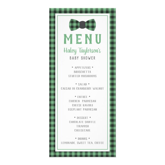 Tarjeta de menú Little Man, Baby Shower (Frente)