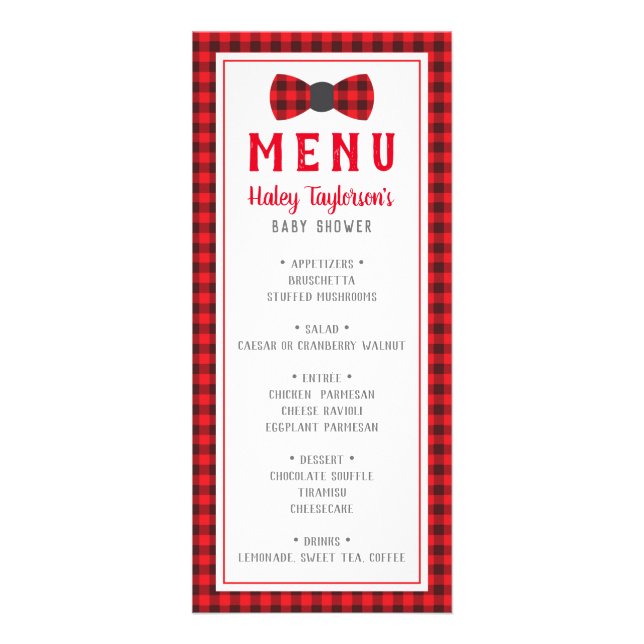 Tarjeta de menú Little Man, Baby Shower (Frente)