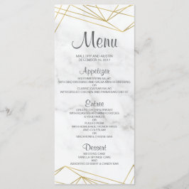 Tarjeta de menú Marble Geométrico Elegante de Boda