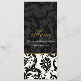 Tarjeta de menú Marfil, Oro, Matrimonio Negro
