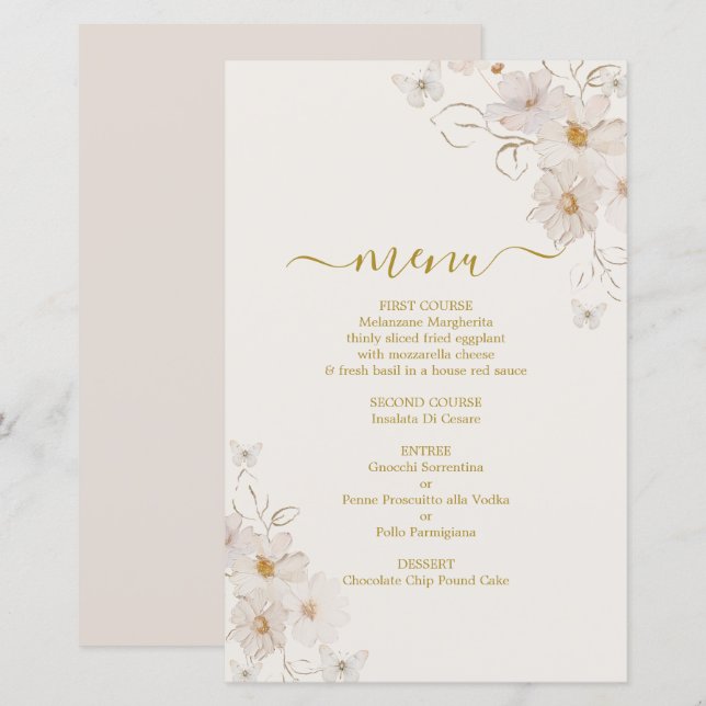 Tarjeta de menú Mariposas (Anverso / Reverso)