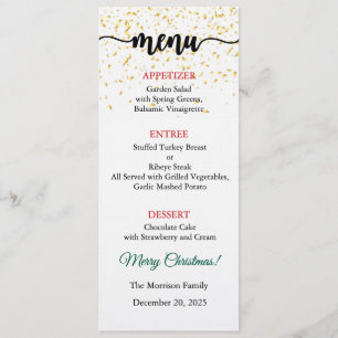 Tarjeta de menú, Menú de Navidad, Cena, Almuerzo
