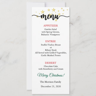 Tarjeta de menú, Menú de Navidad, Cena, Almuerzo