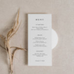Tarjeta de menú Minimalista clásica de casamiento<br><div class="desc">Diseñada para coordinarse con nuestra colección Minimalista All In One, esta tarjeta de menú boda que combina personalizable tiene un diseño limpio y sencillo, con un tipo de letra clásico. Para una personalización más avanzada de este diseño, por ejemplo, cambiar el diseño, el tamaño de letra o el tamaño del...</div>