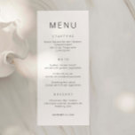 Tarjeta de menú Minimalista para casamiento de tip<br><div class="desc">Diseñada para coordinar con nuestra colección Minimalista All In One, esta tarjeta de menú casera personalizada presenta un diseño limpio y sencillo, con un tipo de letra simple. Para una personalización más avanzada de este diseño, por ejemplo, cambiar el diseño, el tamaño de letra o el tamaño del texto, haga...</div>