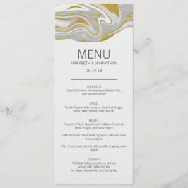 Tarjeta de menú moderna de Mármol y Boda dorado