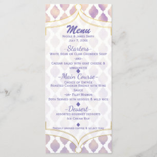 Tarjeta de menú moderna marroquí de oro y blanco p