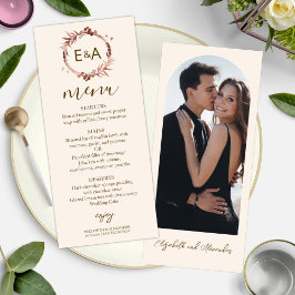 Tarjeta de menú Monograma Boda fotográfico