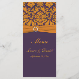 Tarjeta de menú naranja y Damasco púrpura