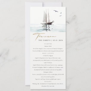 Tarjeta de menú Nautical Sail Yacht Boda