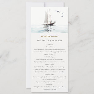 Tarjeta de menú Nautical Sail Yacht Boda