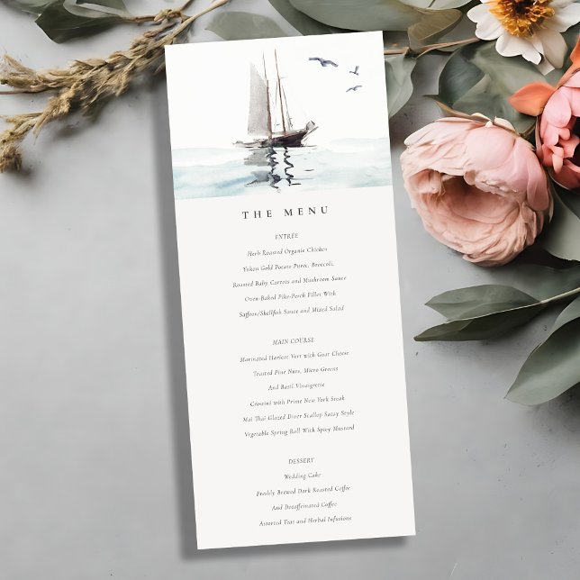 Tarjeta de menú Nautical Sail Yacht Boda (Subido por el creador)