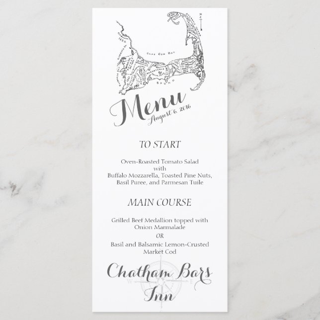 Tarjeta de menú náutico elegante (Anverso)