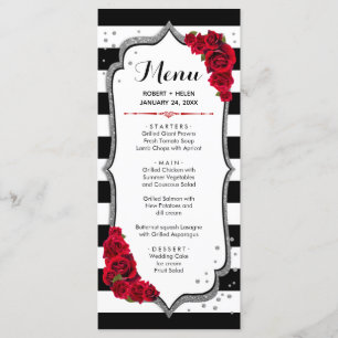 Tarjeta de menú - Negro Blanco Plata Rojo