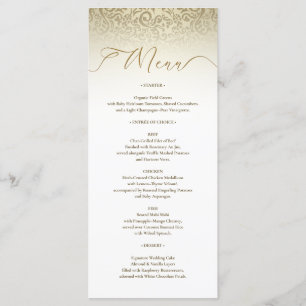 Tarjeta de menú Ornate Damask Gold