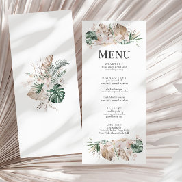 Tarjeta de menú Orquídea Tropical y Monstera Boda