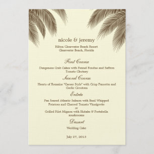 Tarjeta de menú Palm Beach Wedding - Marrón