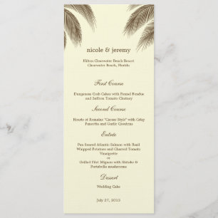 Tarjeta de menú Palm Beach Wedding - Marrón