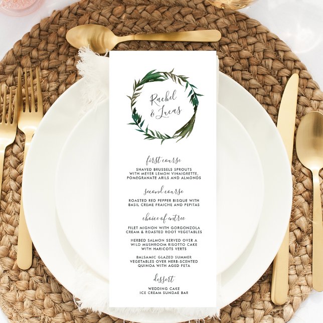 Tarjeta de menú Palm Wreath Boda (Subido por el creador)