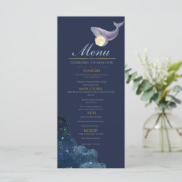 Tarjeta de menú para baby shower Celestial Moon Ba