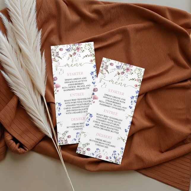 Tarjeta de menú para baby shower de flores silvest (Subido por el creador)