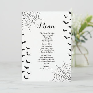 Tarjeta de menú para baby shower de Halloween con