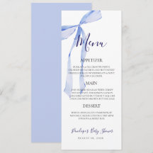 Tarjeta de menú para Baby Shower del niño con lazo