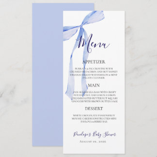 Tarjeta de menú para Baby Shower del niño con lazo
