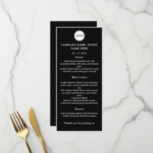 Tarjeta de menú para cenas formales negras o event