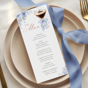 Tarjeta de menú para desayuno de novia con champán