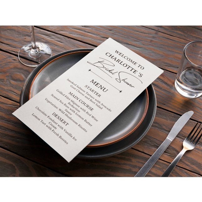 Tarjeta de menú para despedida de soltera minimali (Subido por el creador)