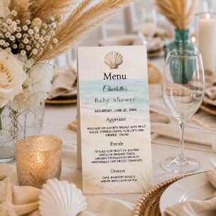 Tarjeta de menú para fiesta de baby shower en la p
