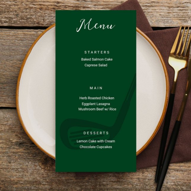 Tarjeta de menú para fiesta de cumpleaños con tema (golf menu sign, golf party menu, golf birthday menu, golf event menu, golf theme party decor, golf p)