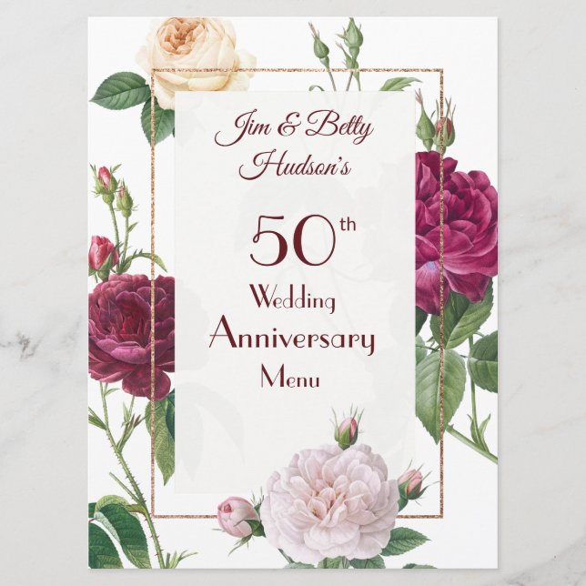 Tarjeta de menú para una fiesta de aniversario de  (Anverso)