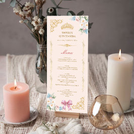 Tarjeta de menú personalizada Quinceañera con coro