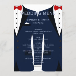 Tarjeta De Menú personalizado Boda Gay Azul Y Blan