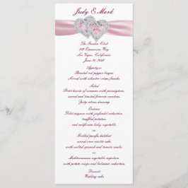Tarjeta de menú personalizado de corazones rosados