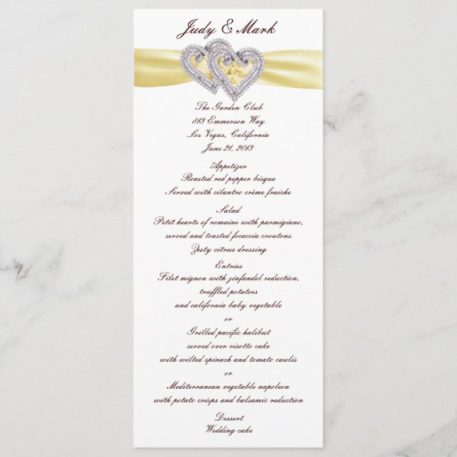 Tarjeta de menú personalizado Lemon Hearts (Anverso)