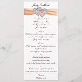 Tarjeta de menú personalizado Tangerine Hearts