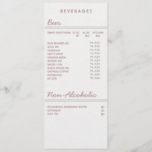 Tarjeta de menú plana de 4,5" x 6,25" para cerveza
