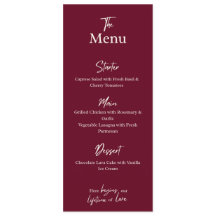 Tarjeta de menú plana editable de boda en color bu