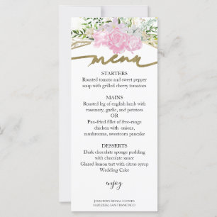 Tarjeta de menú Primavera Bridal Shower - Flor sil